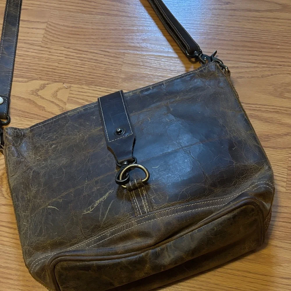 Myra Bag Dark Brown Leather Messenger Crossbody